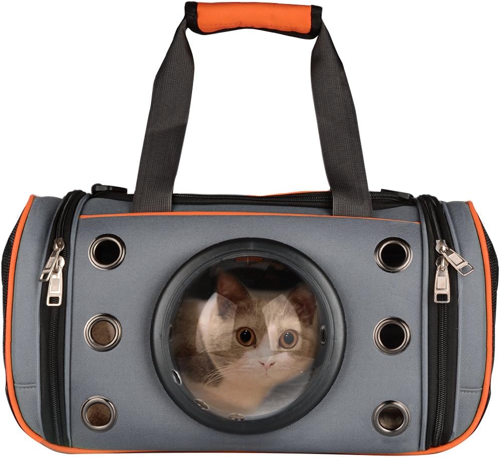 PETLOFT Innovative Pet Carrier, Deluxe Soft Sided Top and Side Loading Foldable Pet Travel Carrier for Cats and Small Dogs (Large, Orange)