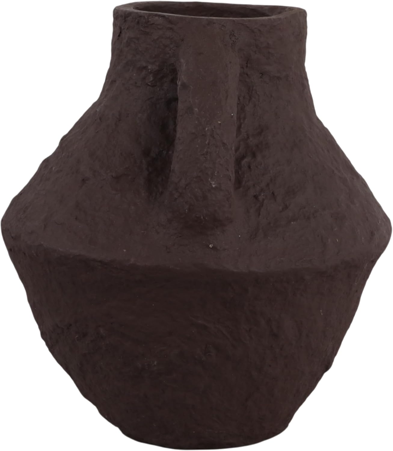 Decorative Sculptural Vase with Handles for Living Room Decor - Perfect Flower Vase for Bedroom Styling, Office Accent, or Home Decor - Minimalist Vase for Tabletop or House Decoration - 15", Brown