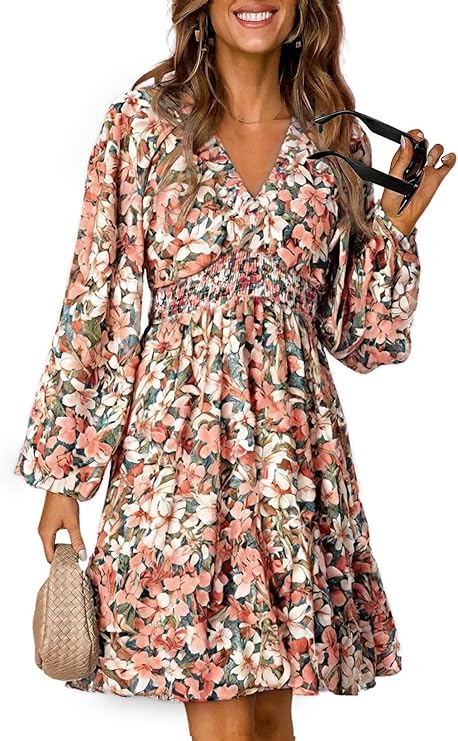 🌸 Spring Floral Dress: Boho Mini Dress for Women