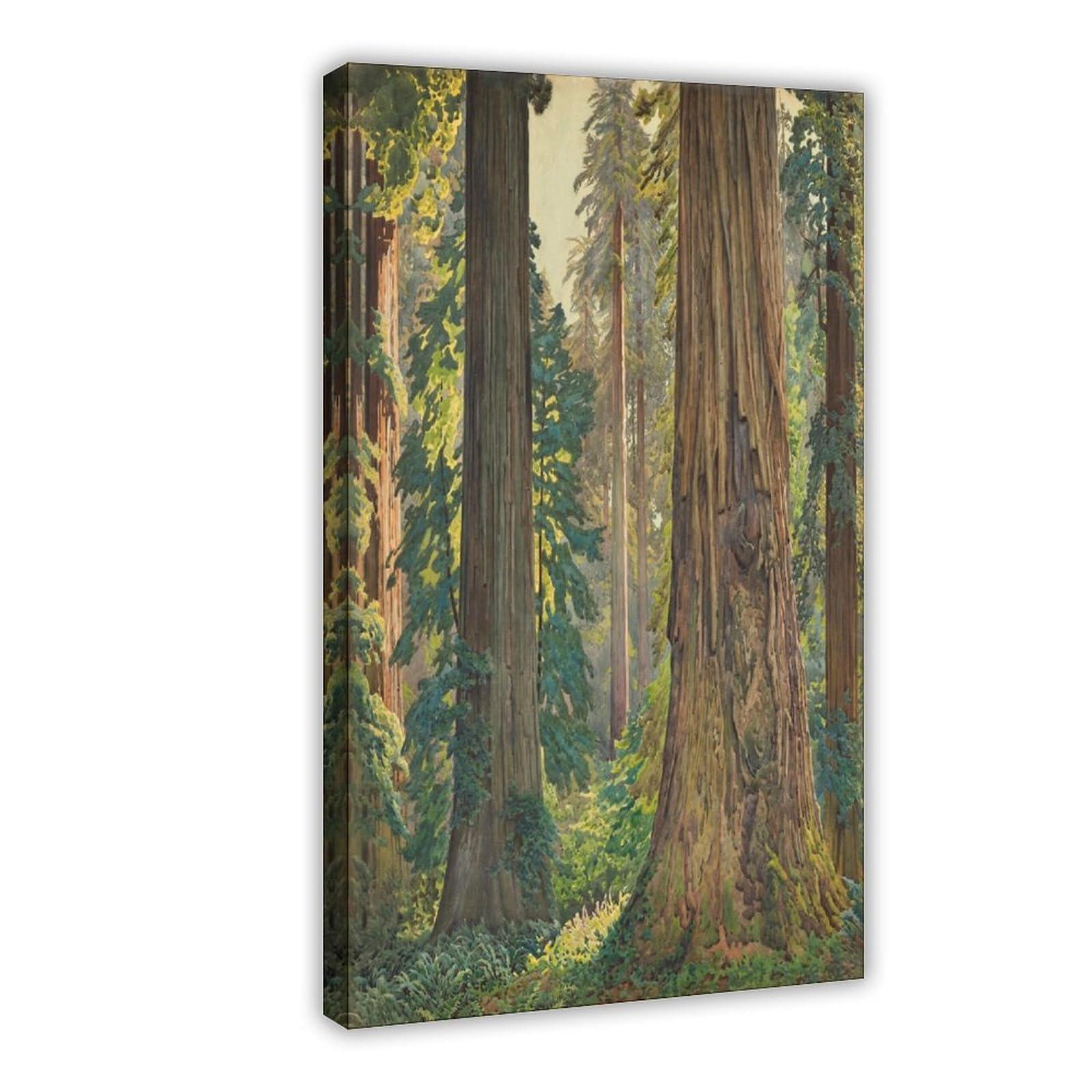 WCYB Redwoods, Humboldt County California by Gunnar Widforss Posters Prints Canvas Deco Paintings Wall Art Hangable Frame 24" L X 36" W