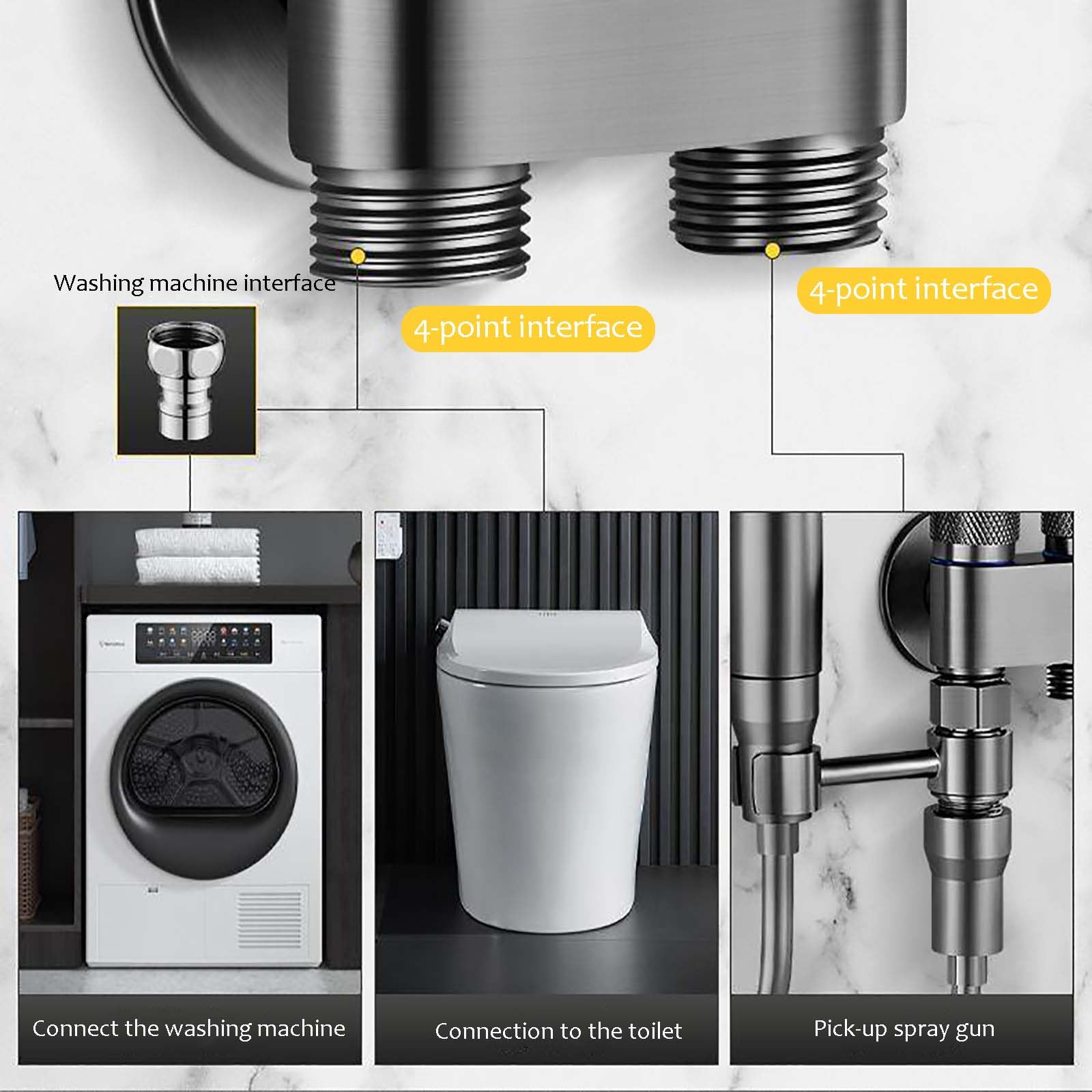 Grifo Bidet Para, Duchas Higienicas Para, Vide Portatil Para, Equipado Con 2 Metros De Manguera, Adecuado Para Duchas Musulmanas, Higiene Personal, Baño De Mascotas (Gris-01)