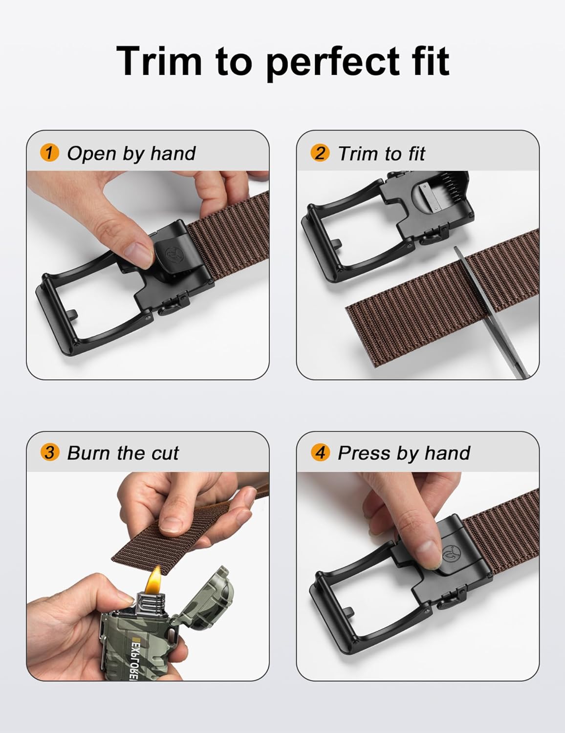 JUKMO Men's 1.5" Ratchet Belt - No Hole Adjustable Pin-Look Buckle for Jeans & Chinos | Trim-to-Fit Nylon Webbing - Image 9