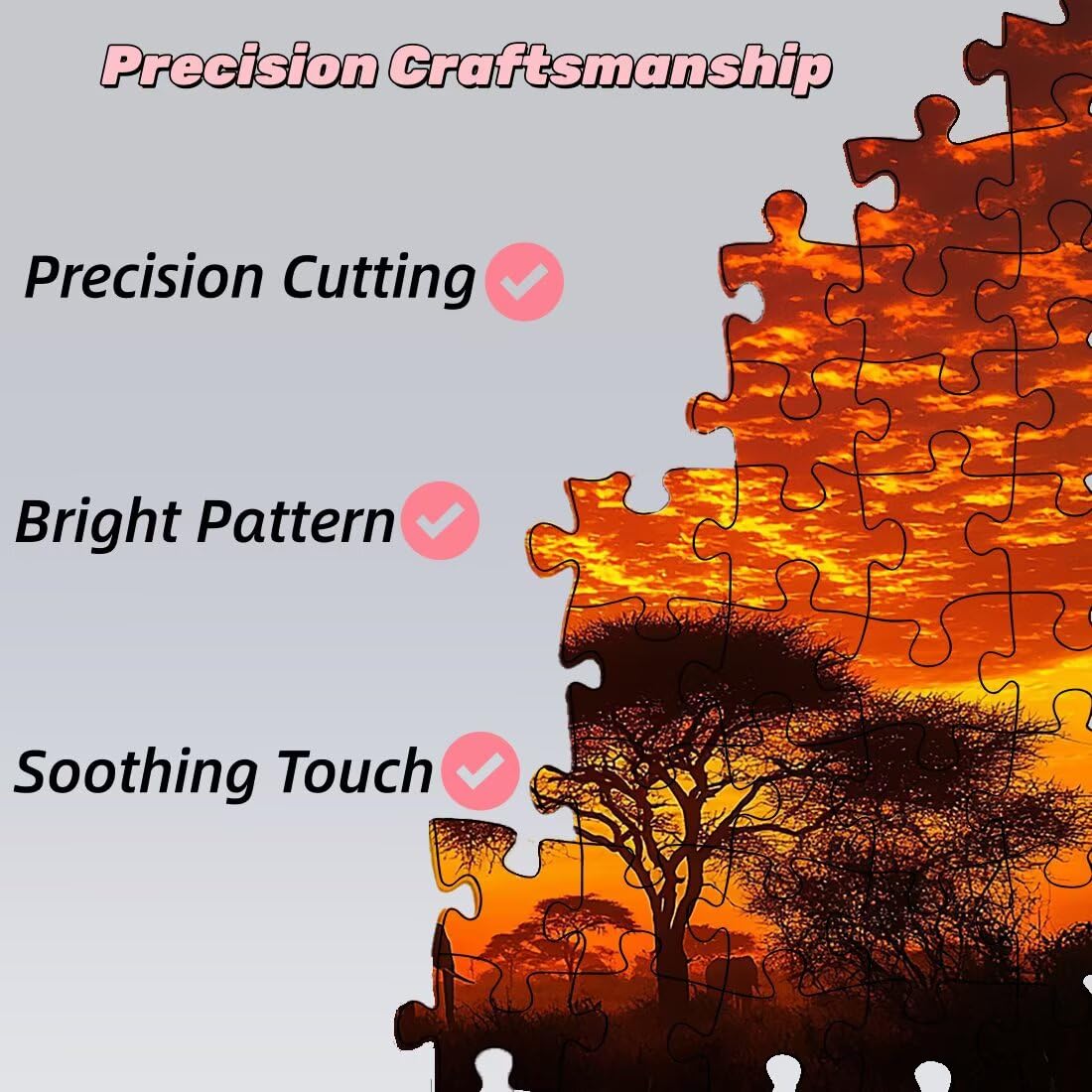 3000 sztuk puzzli dla dorosłych, słoń dla dorosłych 3000, niemożliwe puzzle, klasyczne, wymagające gry edukacyjne, drewniana gra dla rodzin, prezenty dekoracyjne, motyw: zachód słońca - 2096