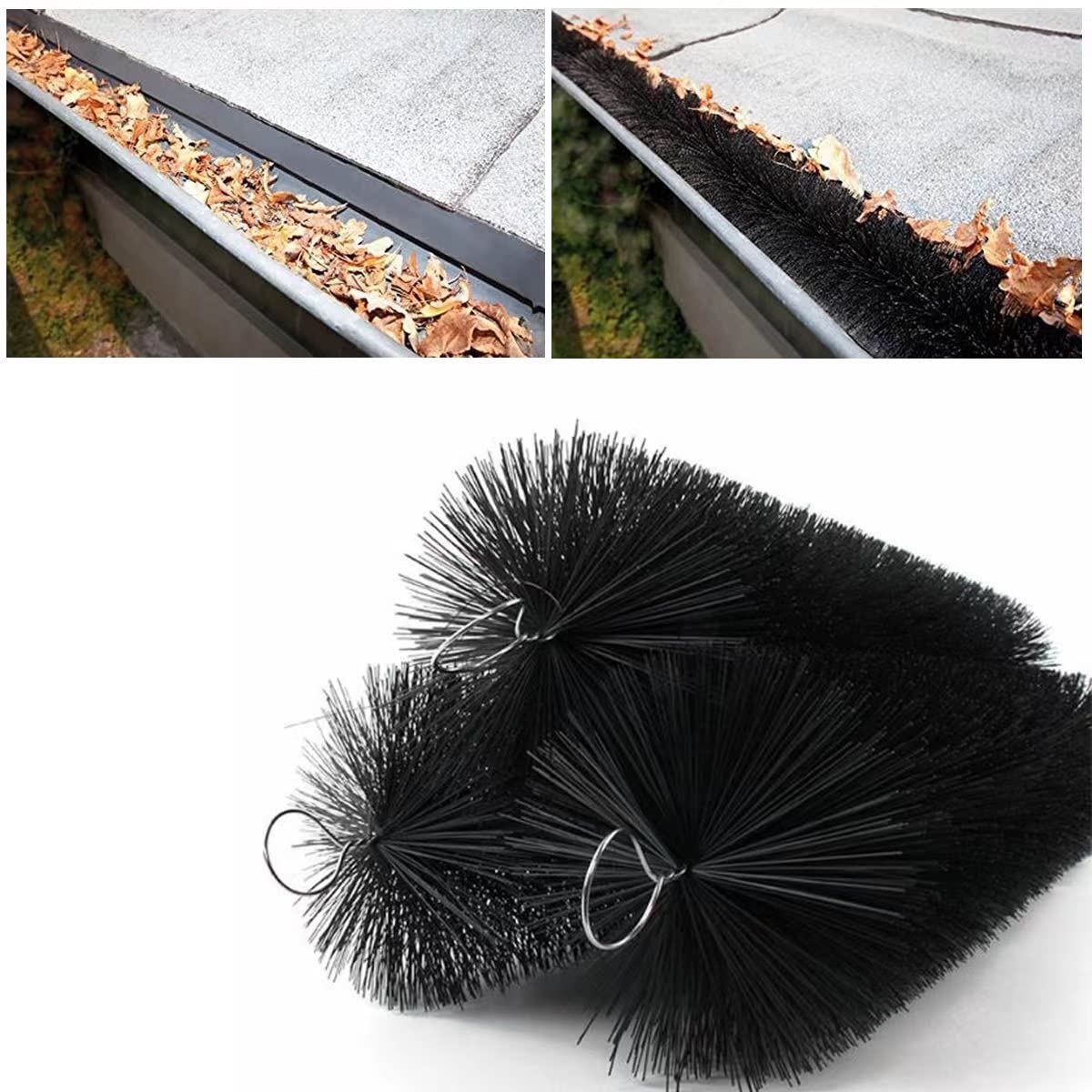 gotoseeRoof Gutter Anti Blocking Brush To Prevent Fallen leaves From Clogging The Gutter, Easy to Clean and Reusable, Tiameter 4.33 inch, Length 16ft