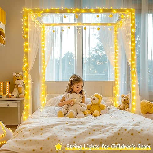 Miniatura 2 de JMEXSUSS Cadena de 300 luces LED para interiores y exteriores, alambre transparente, luces de Navidad blancas cálidas con 8 modos, luces de cadena