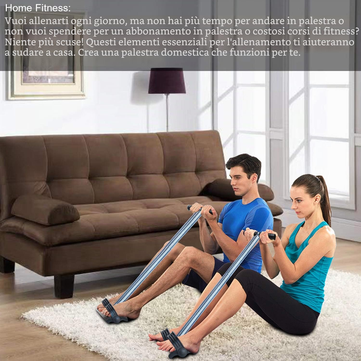 Elastico Sit Up Pull Rope Dual Spring Tensione Piede Pedale Addome Gamba Esercitatore Pancia Trimmer Attrezzatura Bodybuilding Expander per Fitness Yoga Training