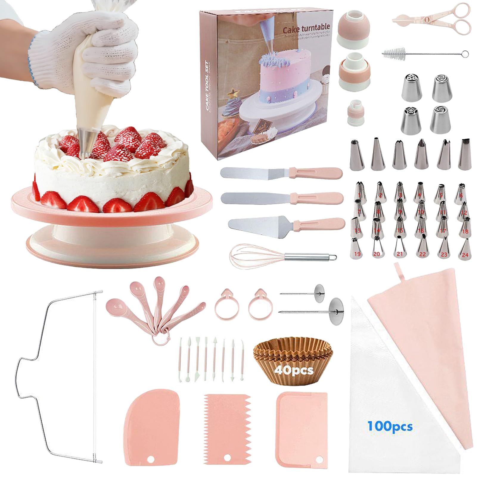 Juego De Decoración De Pastel | Muffin Herramientas Para Hornear - Juego De Herramientas De Decoración De Pasteles,para Pasteleros Principiantes y Avanzados Padres Aficionados Cumpleaños