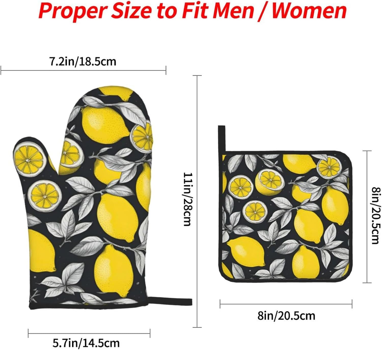 Lemon Fruit Pattern Kitchen baking four piece set, fit for cooking and baking, oven, microwave, and outdoor barbecue