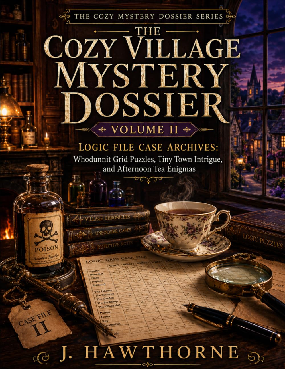 THE COZY VILLAGE MYSTERY DOSSIER: VOLUME II: LOGIC FILE CASE ARCHIVES: Whodunnit Grid Puzzles, Tiny Town Intrigue, and Afternoon Tea Enigmas (The Cozy Mystery Dossier series)