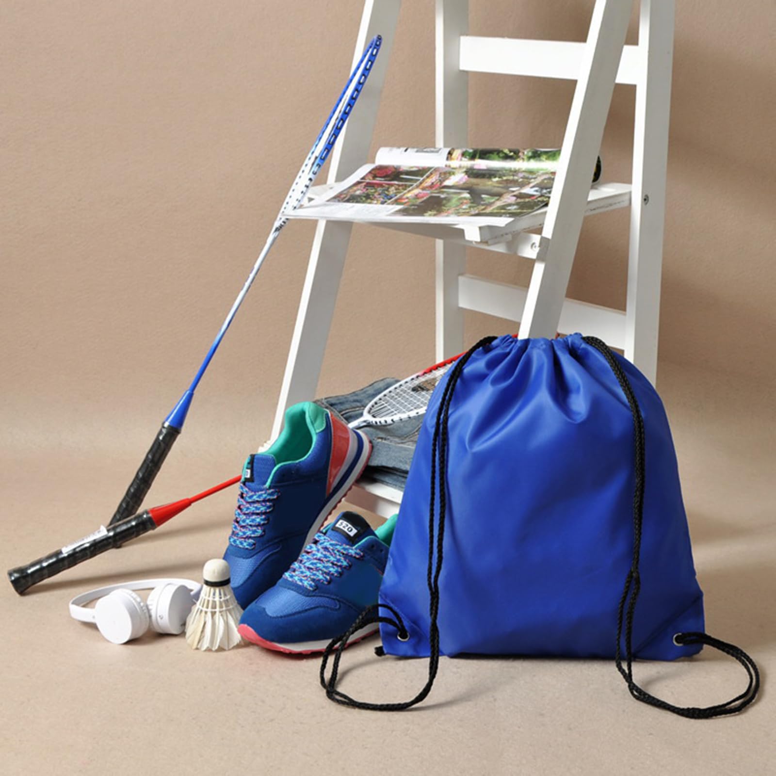 Grande Zaino Sportivo Con Coulisse E Scomparto Scarpe – Impermeabile Per Palestra, Spiaggia E Viaggi