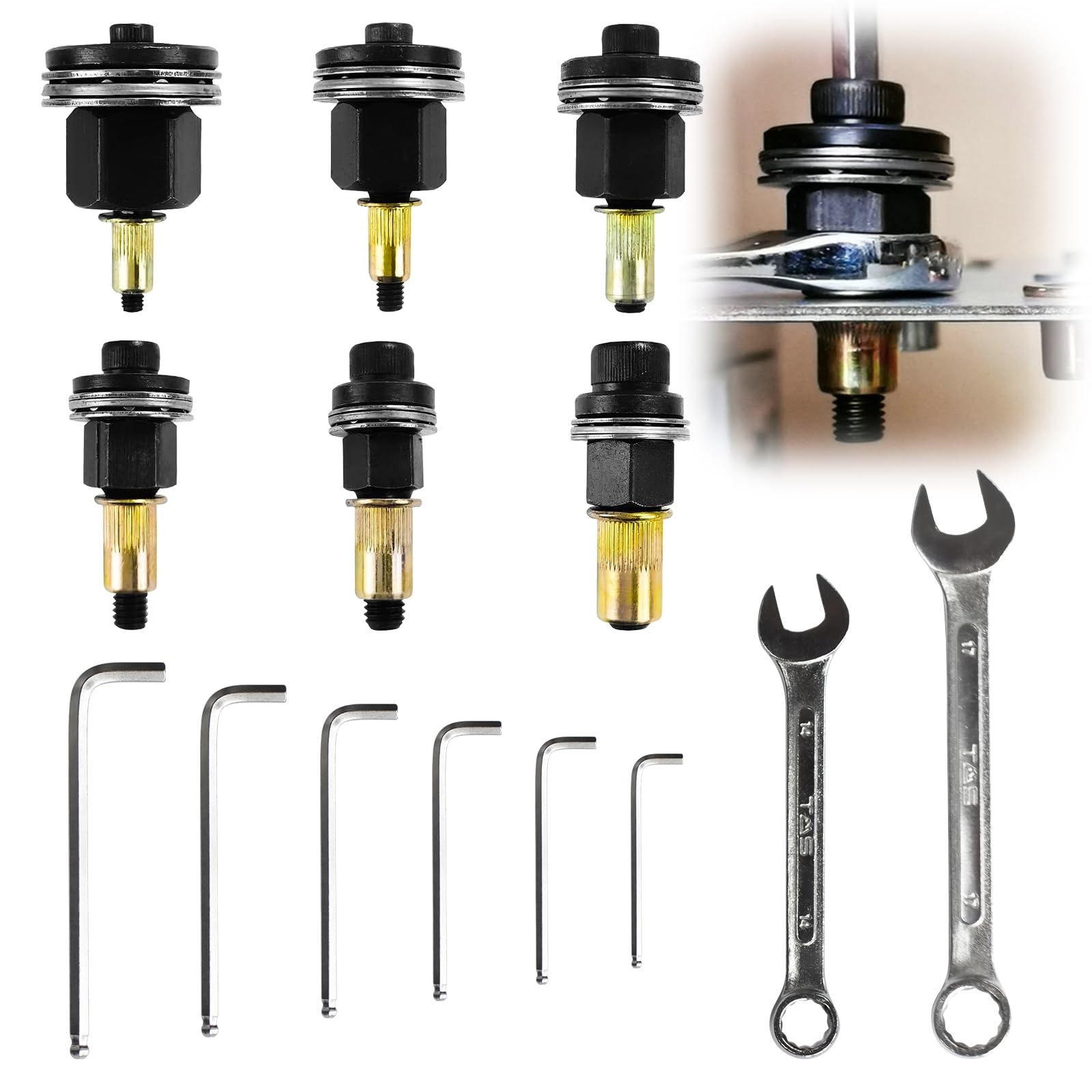 Set Di 14 Utensili Per Rivettatura Manuale – Dadi Rivettati M3-M10 Con 2 Chiavi Combinate E 6 Cacciaviti A L, Rivettatrice A Mano Per Elettronica, Auto, Mobili - copertina