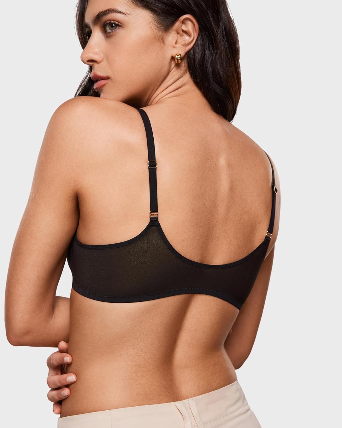 INLYRIC Women's Cosnufy Sheer Front Closure Bra - Demi Sexy Seamless Unlined No Padding Mesh Underwire Bra - Image 6