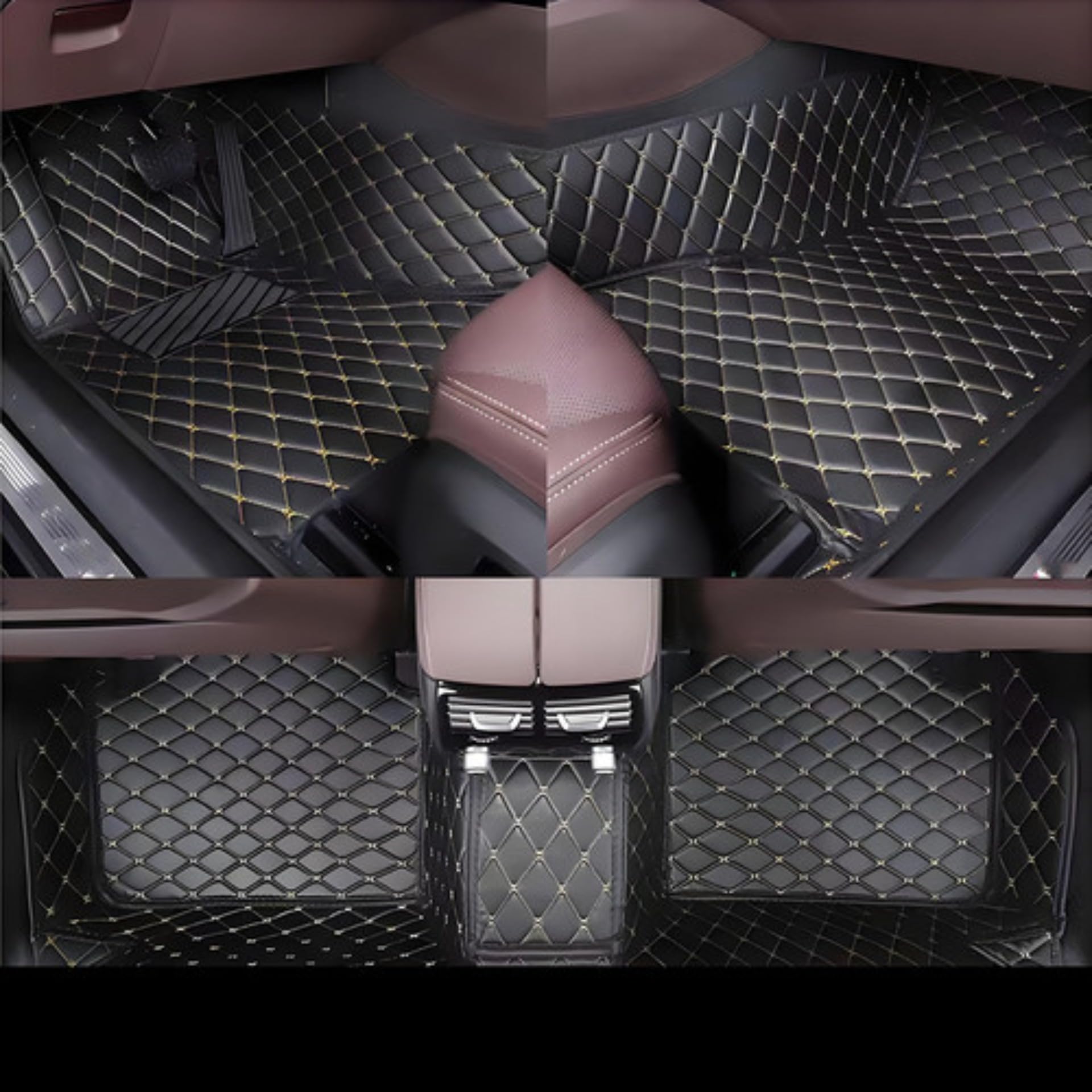 GXARTS Custom Replacement Front & Rear Microfiber Leather Floor Mats Liners Fit for Mercedes-Benz W211 W212 W213 E-Class Car Floor Mats Leather Luxury Floor Liner All Weather Protection Carpet