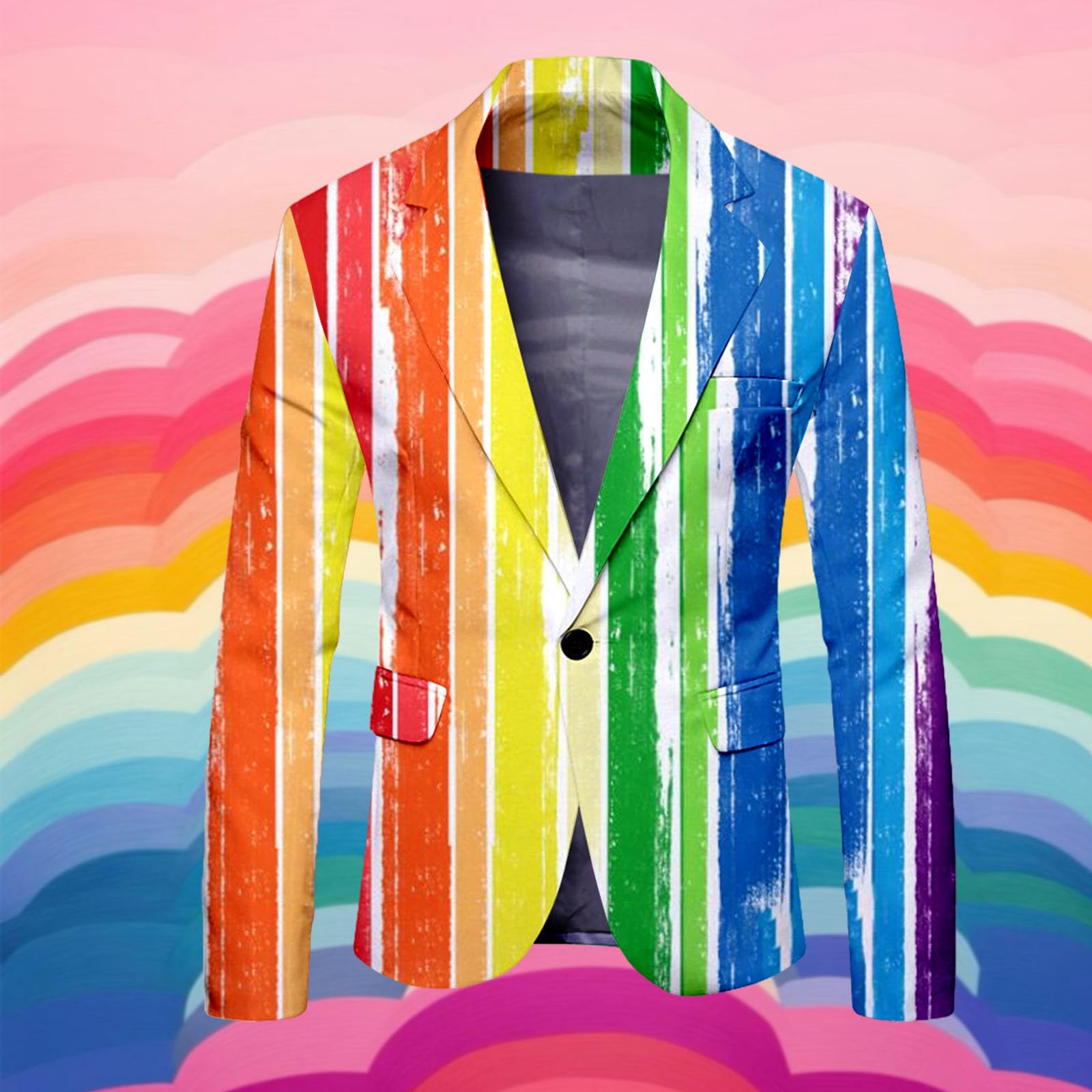 Giacca arcobaleno da uomo alla moda graffiti Suit Neon Colorato Blazer Pride Pride Giubbotto Colorato Giubbotto Tuta Sportiva per il Tempo Libero Festa Rainbow Abiti Uomo