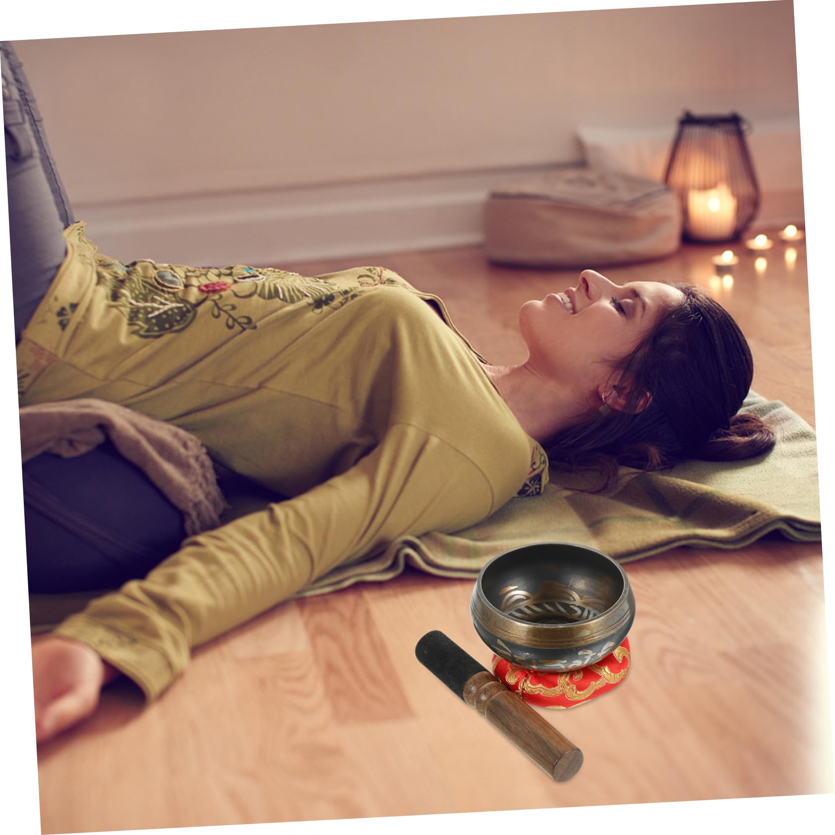2 Set Campane tibetane Bassi elettrici Campane per il canto Campane per musica da meditazione Campane per accordatura Accessori per campane da meditazione Cuscino per campane sonore Campane per suo
