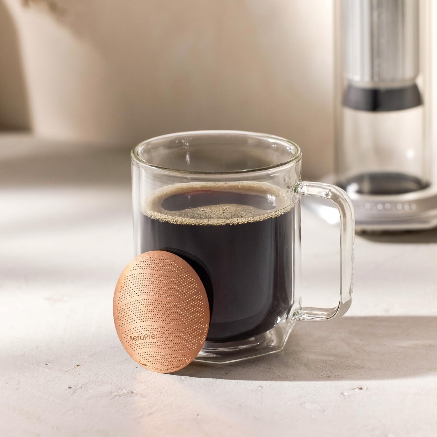 AeroPress Filtri per caffè in metallo dorato – Filtri riutilizzabili per macchine da caffè AeroPress (Standard)