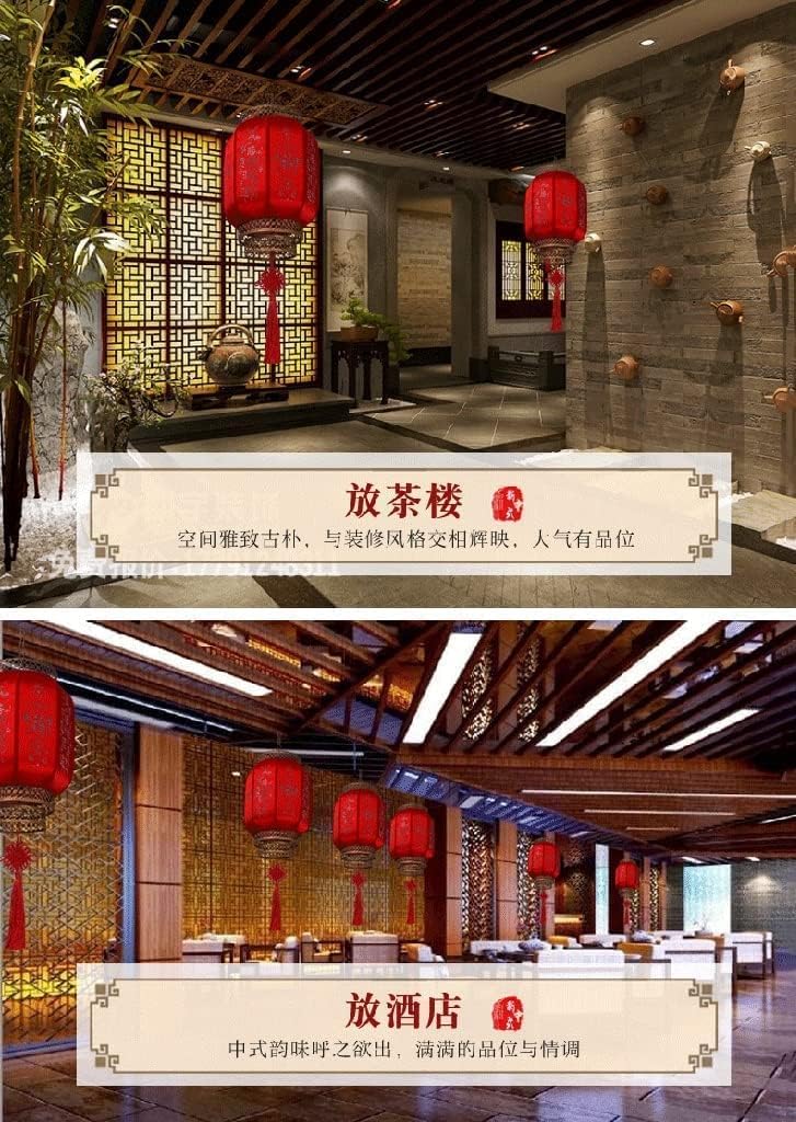 LIOONS Chinese Lanterns Chandelier Lantern with Chinese Knot 50/60cm Waterproof Sunscreen Hanging Lantern Paper Lantern Lamp