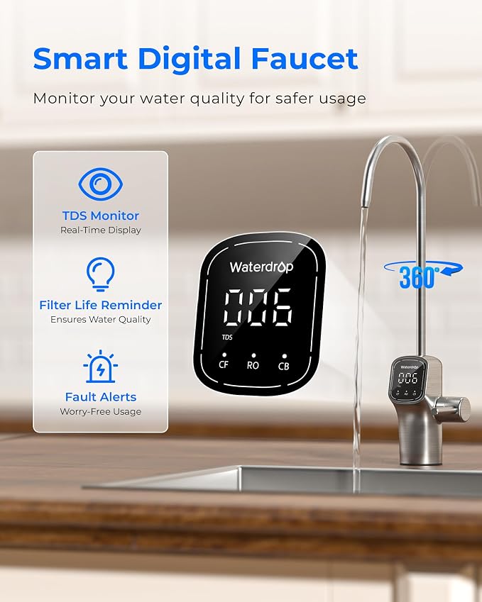 Sistema de ósmosis inversa Waterdrop G3P800 800 GPD, sin tanque, certificado NSF/ANSI miniatura 9