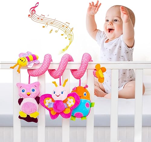 Miniatura 8 de Jollybaby Juguetes para Cuna Cochecito Asiento de Auto para Bebé 0-3-6-9-12 Meses, Juguetes Sensoriales Colgantes para Tiempo Boca Abajo para Recién
