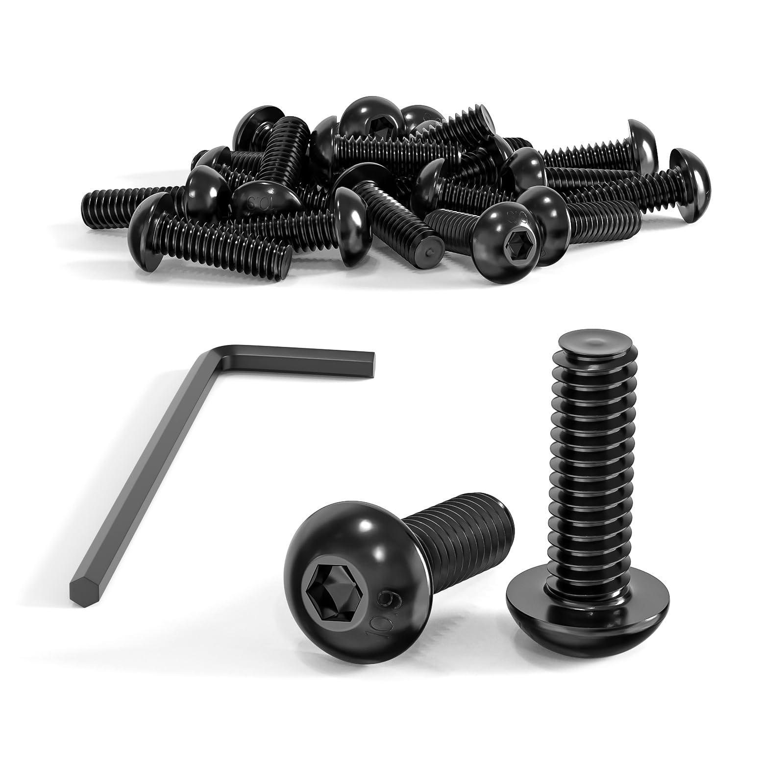 ORTAVA 20 Stück M4 x 12 Linsenkopfschrauben, Rundkopfschrauben ISO 7380, Flachkopfschrauben, Innensechskant Kohlenstoffstahl Vollgewinde mit Innensechskantschlüsseln