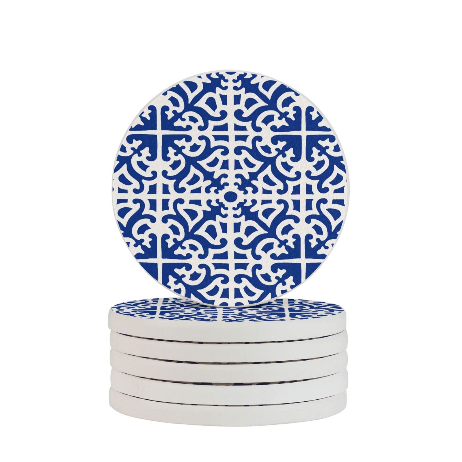 Indigo Six Piece Coaster Heat-Resistant Reusable Saucers for Drinks Wine Glasses Plants Cups Mugs