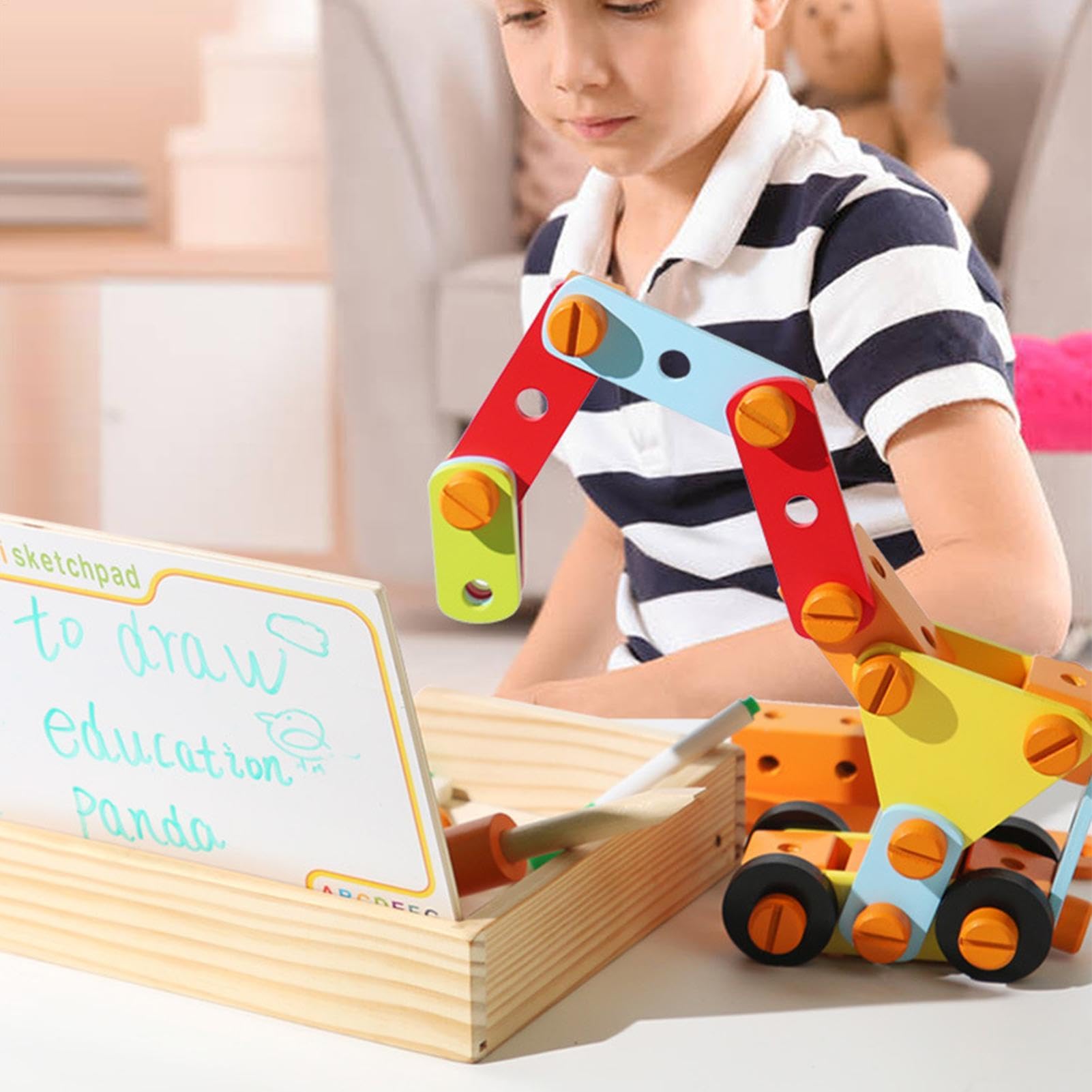 Set Da Carpentiere Per Bambini Interattivi Educativi In Legno Puzzle STEM