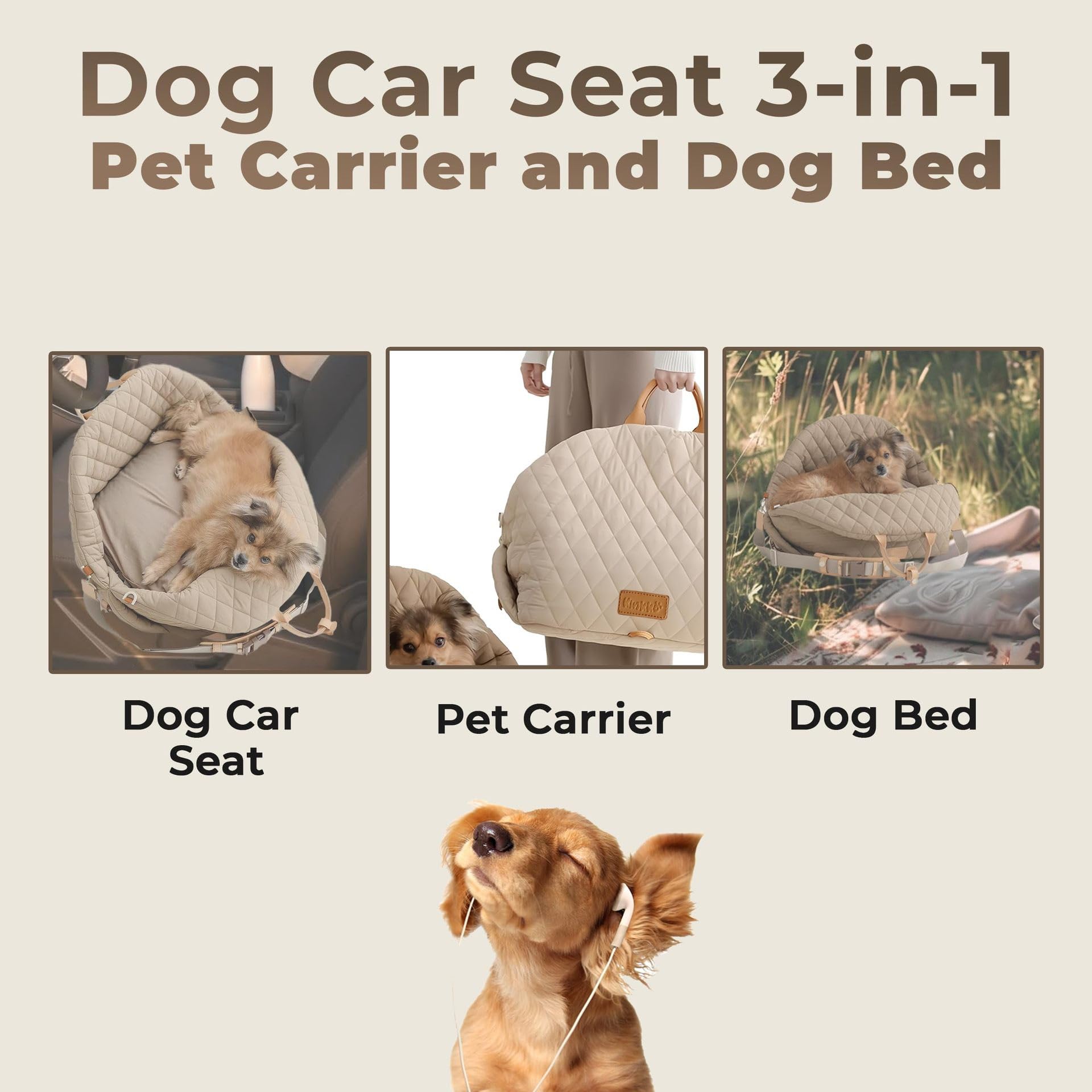 Seggiolino auto per cani di piccola taglia, seggiolini per animali domestici per auto con guinzaglio di sicurezza a clip, rimovibile e lavabile, lettino da viaggio sotto i 11,3 kg