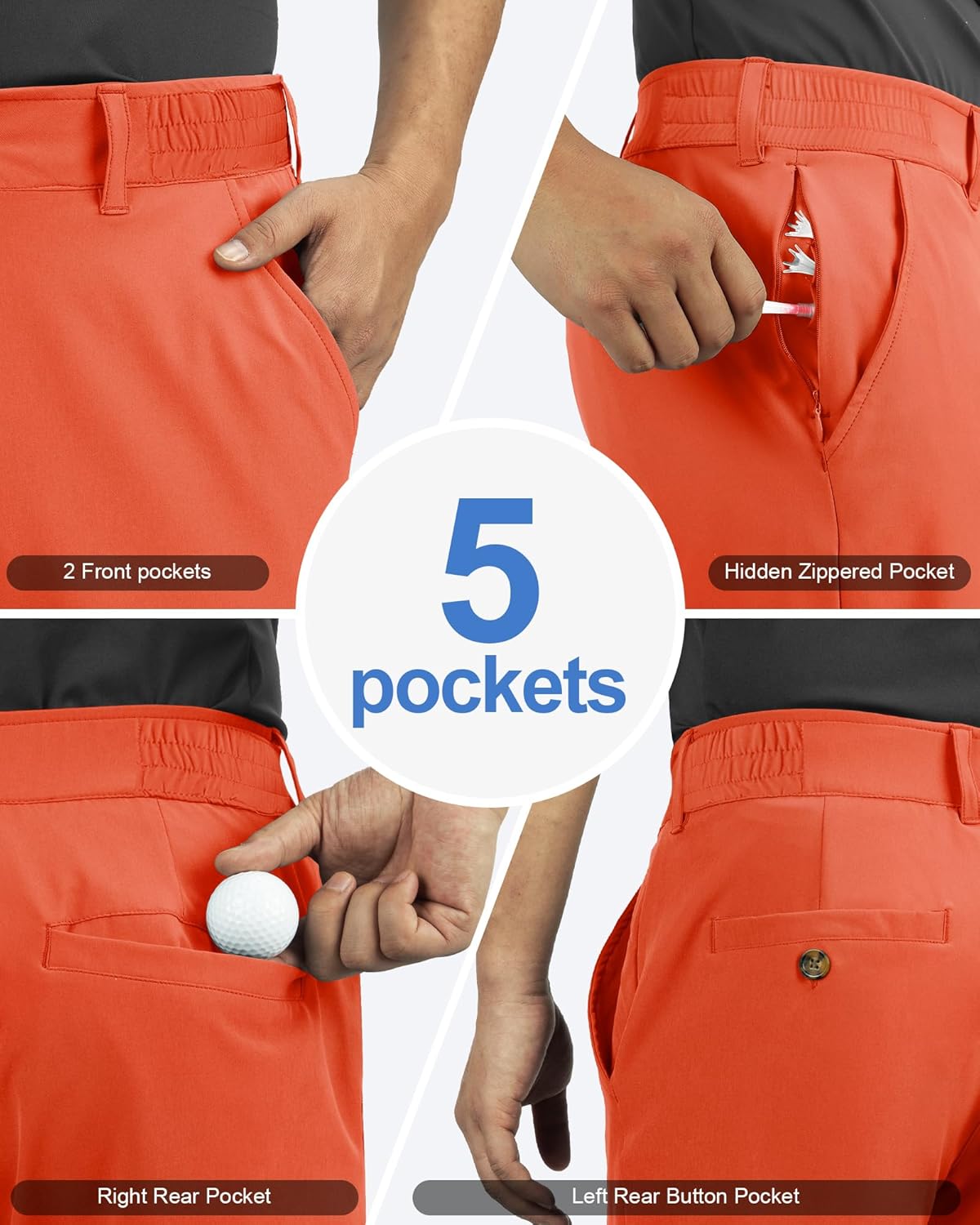 Outdoor Ventures Men's Golf Shorts 11" Inseam Classic-Fit Flat Front Stretch Casual Shorts with Pockets Summer Hiking Travel - Image 5