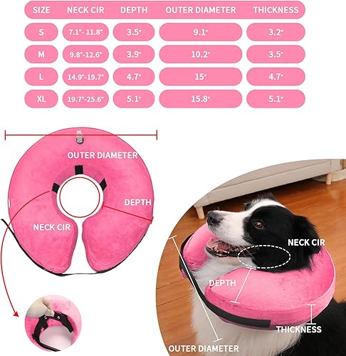 Miniatura 10 de MCHY Cono inflable para perro, collar de recuperación ajustable para perros después de la cirugía, evita mordeduras y arañazos, no bloquea la visión