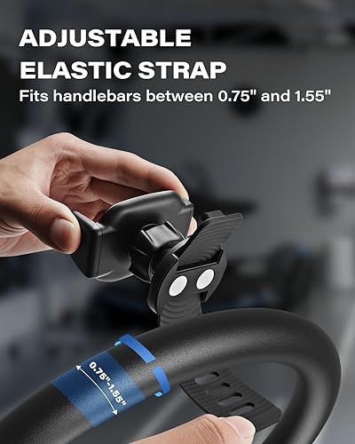 Miniatura 3 de OQTIQ Soporte de teléfono para bicicleta Peloton, bicicleta estática giratoria de 360 con correa de silicona ajustable para cochecito, carrito de