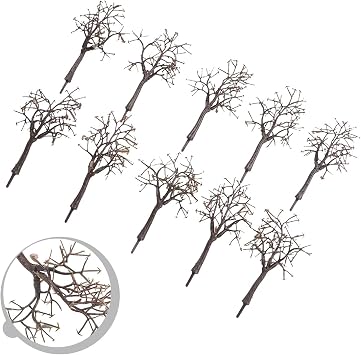 10pcs Model Bare Tree Trunks 12 CM For HO OO Scale Plastic Scenery Landscape Simulation Plants for Model Railroads Train Tracks Building DIY Decorations Brown