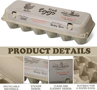PerKoop 240 Pcs 2x6 Egg Cartons Bulk 1 Dozen Cardboard Egg Cartons Paper Pulp Egg Cartons for Farm Market Family Kitchen Storing Eggs, Chicken Eggs