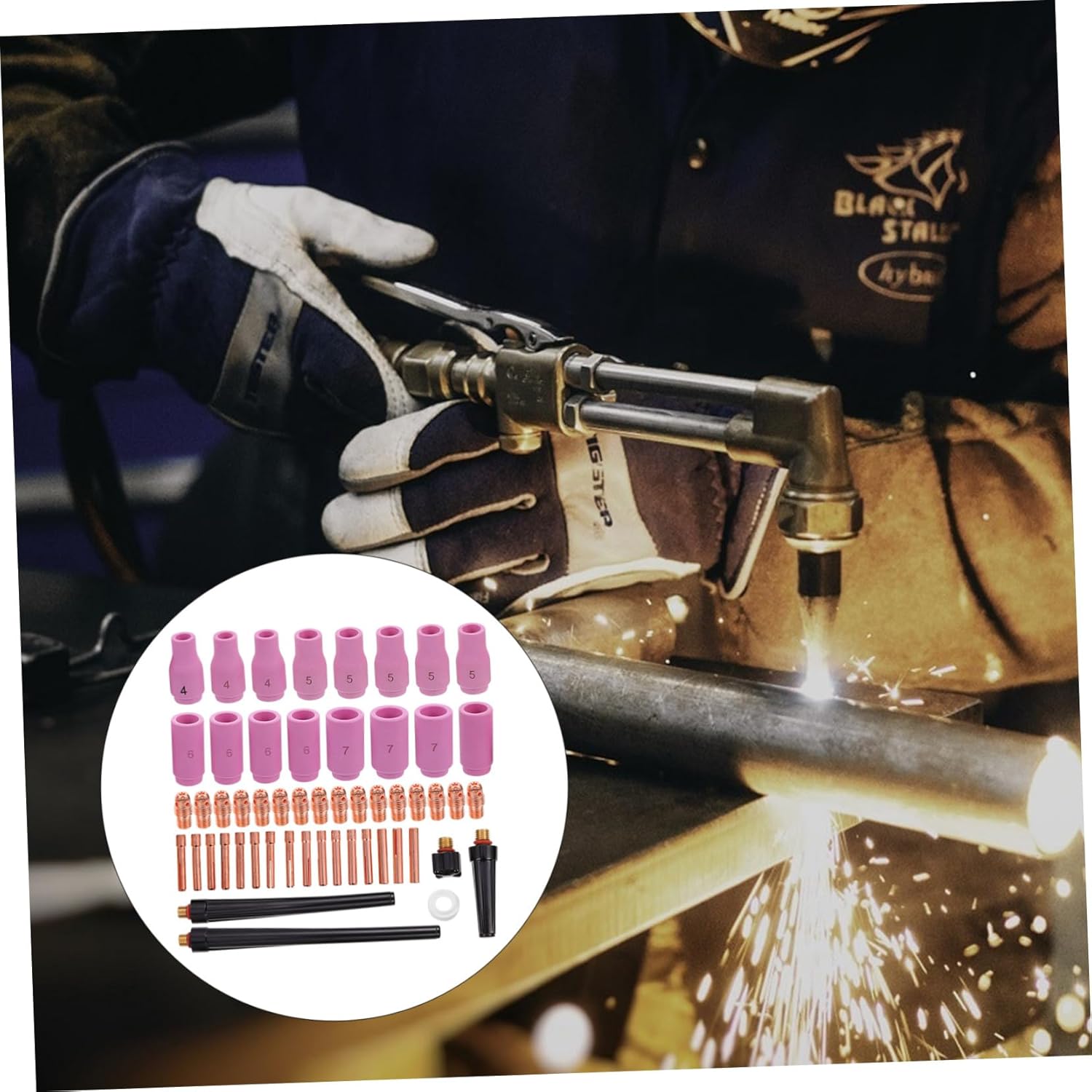 NUOBESTY 1Set Argon Arc Welding Torch Nozzle Electrode Clips for Wp Durable Copper Ceramic Construction Easy Assembly High Efficiency Reliable Performance