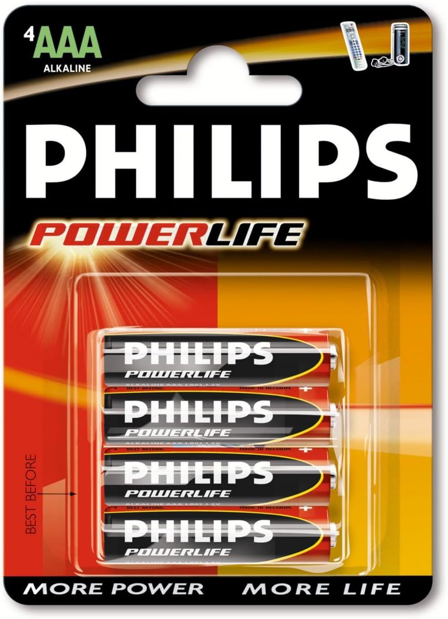 Philips PowerLife Alkaline AAA Multipack (4 Batteries) Amazon.co.uk