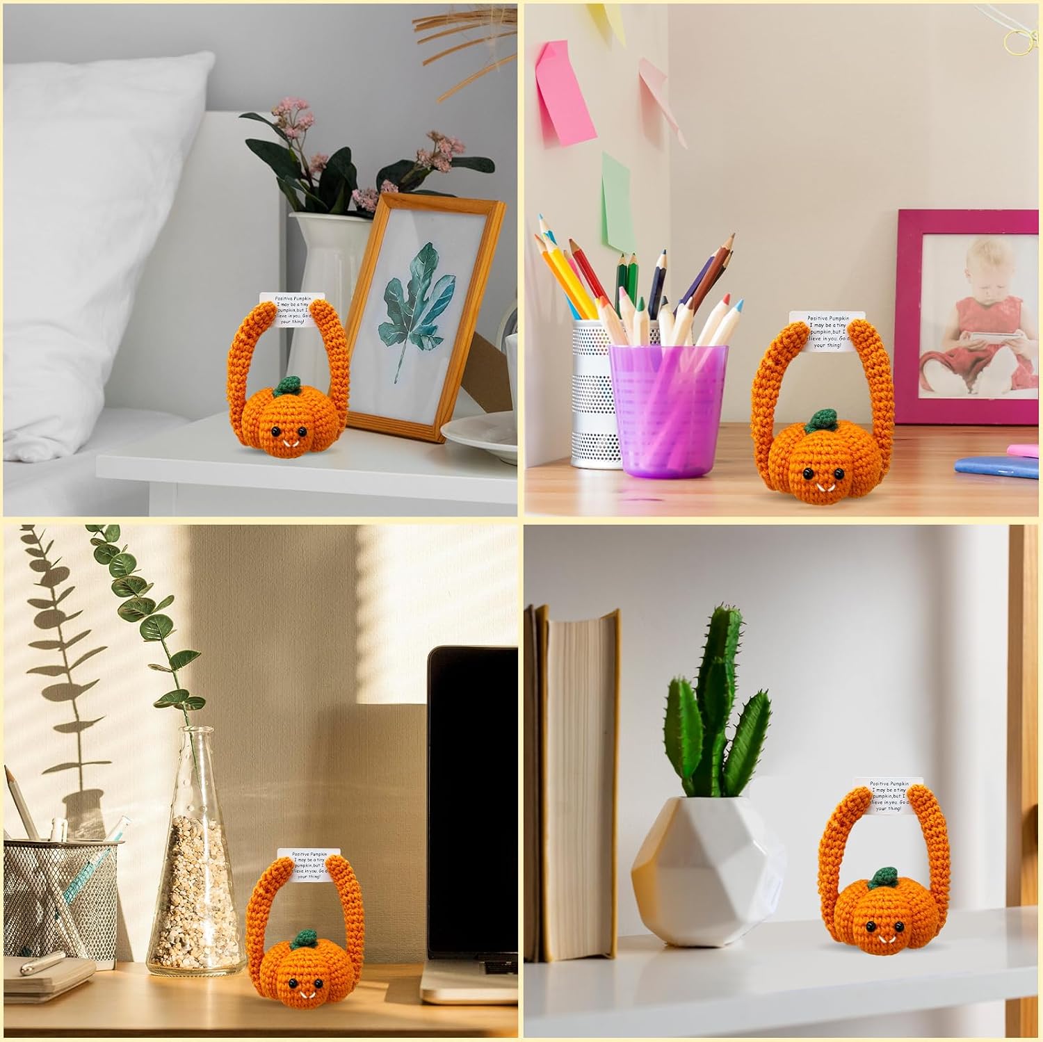 Mini Handmade Crochet Pumpkins are Suitable for Easter, Halloween, for Family and Friends Emotional Support Positive Pumpkins Autumn Thanksgiving Desktop Decor