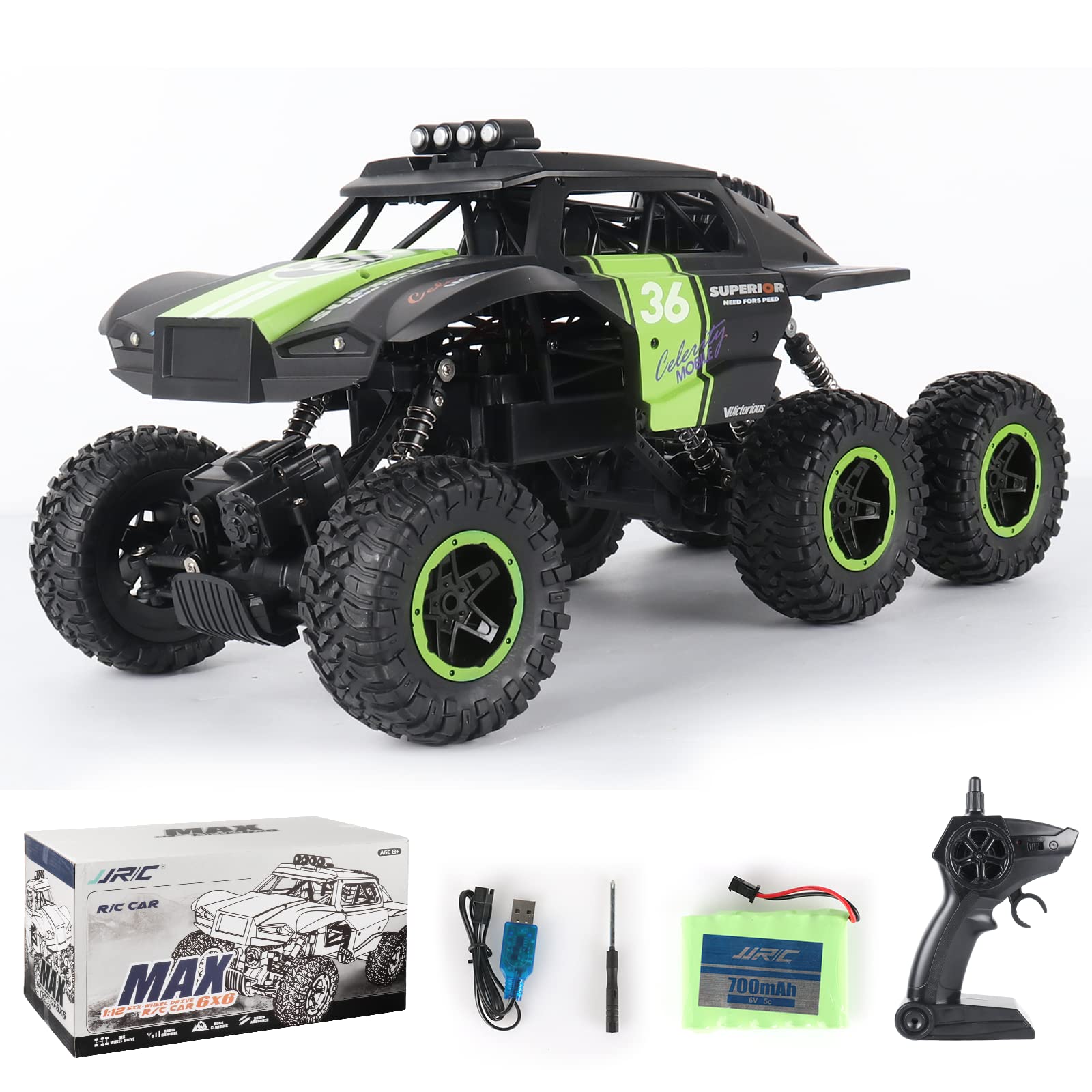 New RC 2.4G Crawler Hobby Truck 6WD 1:12 Large Scale Remote Control Off Road Climbing Vehicle Toy wi