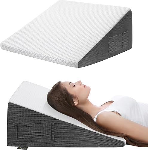 Cozymaker Almohada de cuña de cama de 12 pulgadas para dormir después de la cirugía, soporte de espalda, elevación de piernas, reflujo ácido gerd,