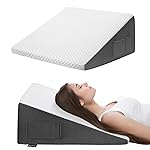 Cozymaker 12 Bed Wedge Pillow for Sleeping After Surgery, Back Support, Leg Elevation, Gerd Acid Reflux, Relief Neck Pain, Sleep Apnea, Snoring, Cooling Memory Foam Triangle Incline Wedge