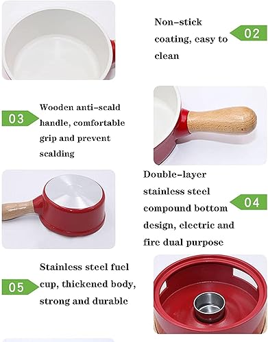 Miniatura 4 de KFJZGZZ Juego de fondue de queso, juego de fondue de aleación de aluminio, incluye ollas de cerámica, olla de porcelana de primera calidad para