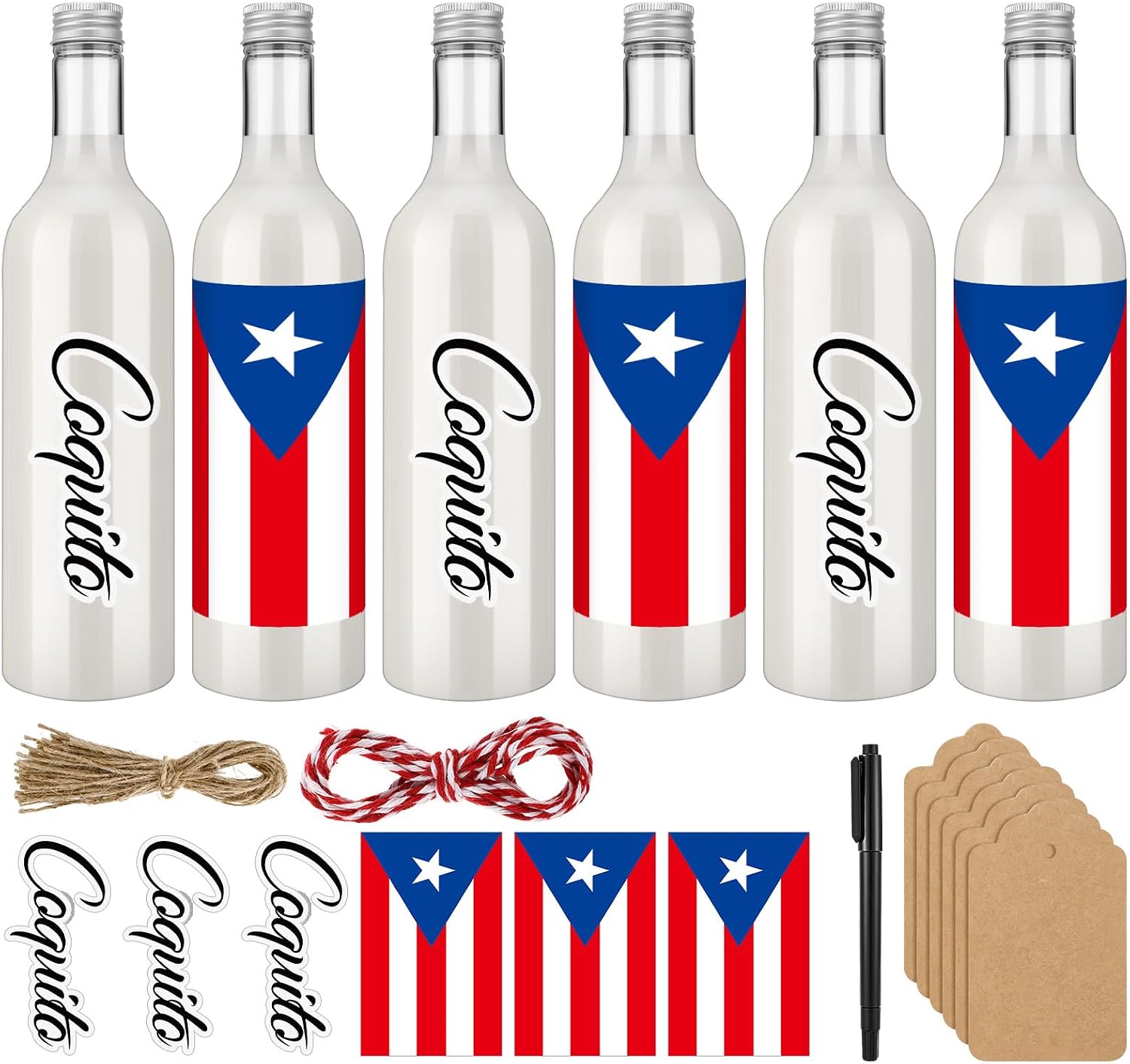 Potchen 12 Set 25 oz Christmas Coquito Plastic Wine Bottles for Homemade