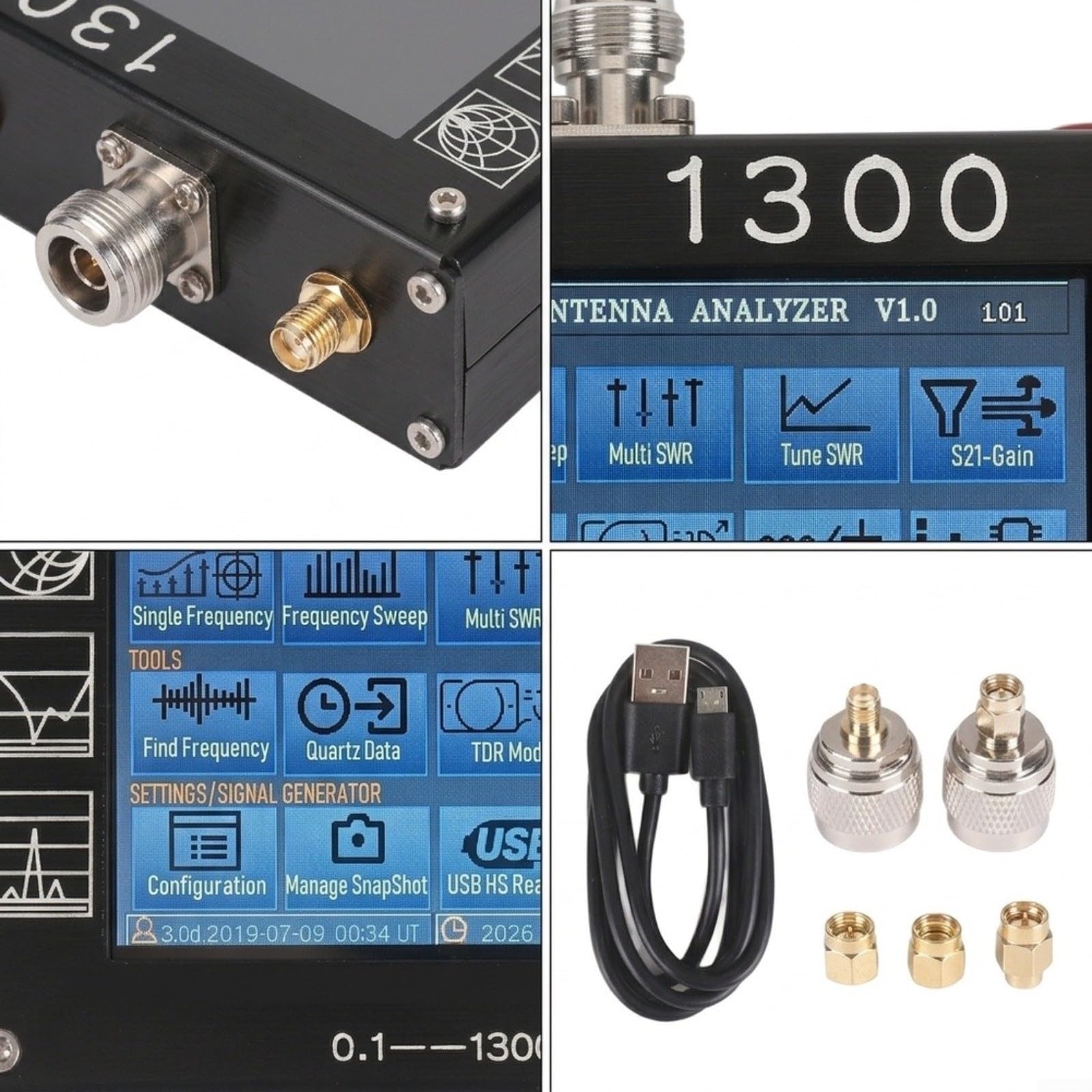 Vektor-Netzwerkanalysator Mini1300 Tragbares HF-Messgerät 0,1-1300