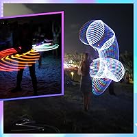 Vista 5 de 8 Pack 36 Inch LED Light up Hoop Glowing Lights Fitness Exercise Hoops Festival 10 Color Changing Exercise Glowing Hoop for Halloween Party Favors