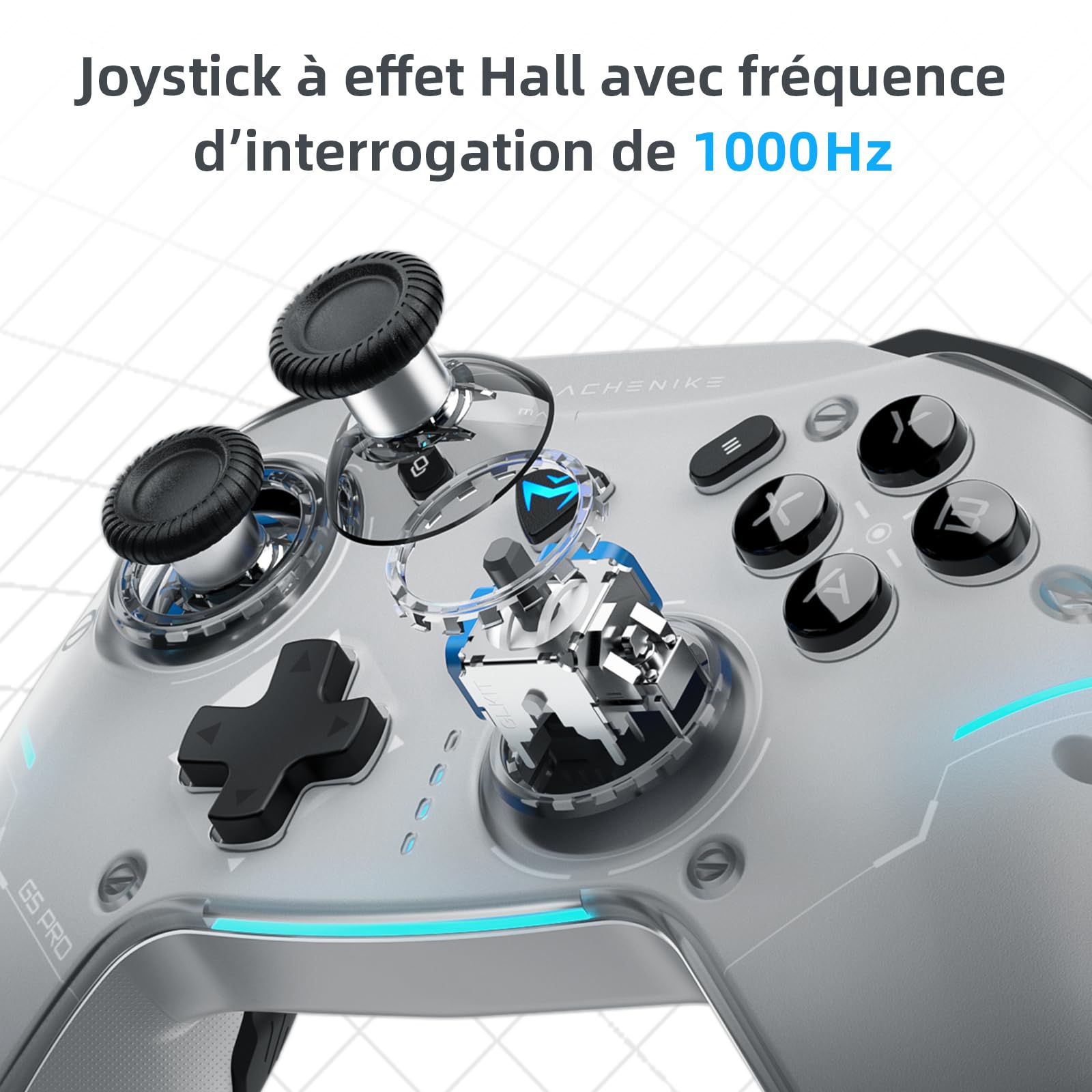 Machenike G5PROMAXSE Manette PC Gamer avec Station de Charge (BT/USB-C filaire/2.4GHz), Manette Bluetooth PC avec Windows/Switch/Mac/iOS/Android/iPad, Turbo, Vibration, Gris