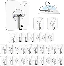 RIVEX No-Drill Adhesive Wall Hooks – 30 Pcs Heavy-Duty PVC Hooks for Bathroom, Kitchen & Home Use | Strong Wall Hangers for Hanging Keys, Utensils, Towels & More | Drill-Free Wall Hook Set