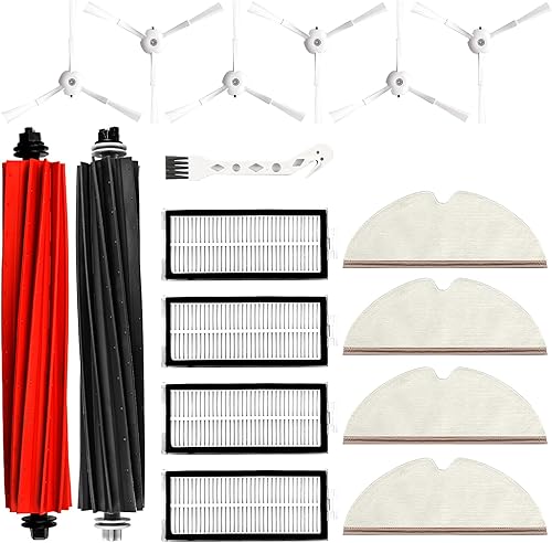 Kit de accesorios de repuesto de 17 piezas compatible con aspiradora Roborock Q8 Max Q8 Max +Q5 ProQ5 Pro+, 2 cepillos principales, 6 cepillos