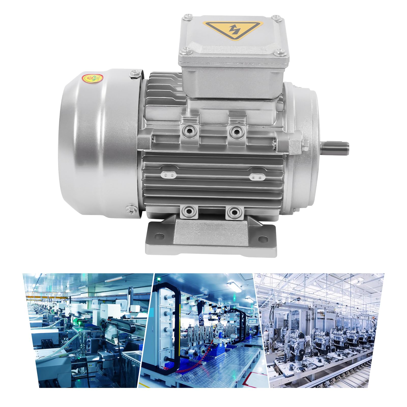 Motor Motor de vibración Motor reductor MS6334, 370W, 1330 rpm, motor asíncrono trifásico, IP55, plata, cobre, aluminio, acero, 21,1x12x16 cm