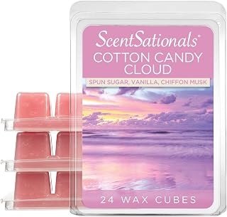 Scentsationals Wax Melts, Wax Cubes Strong Scent - Cotton Candy Cloud - Long Lasting Scented Melts for Warmer, 10oz (24-Cubes)