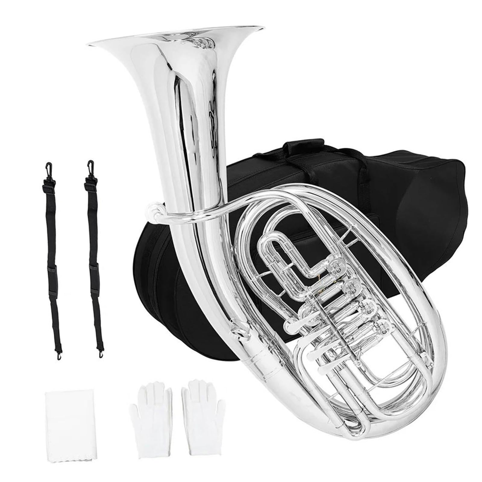 Bb Euphonium Anfänger Messing Körper Euphonium Vier Flache Tasten Beruf Musikinstrument Mit Zubehör(Type2 970)