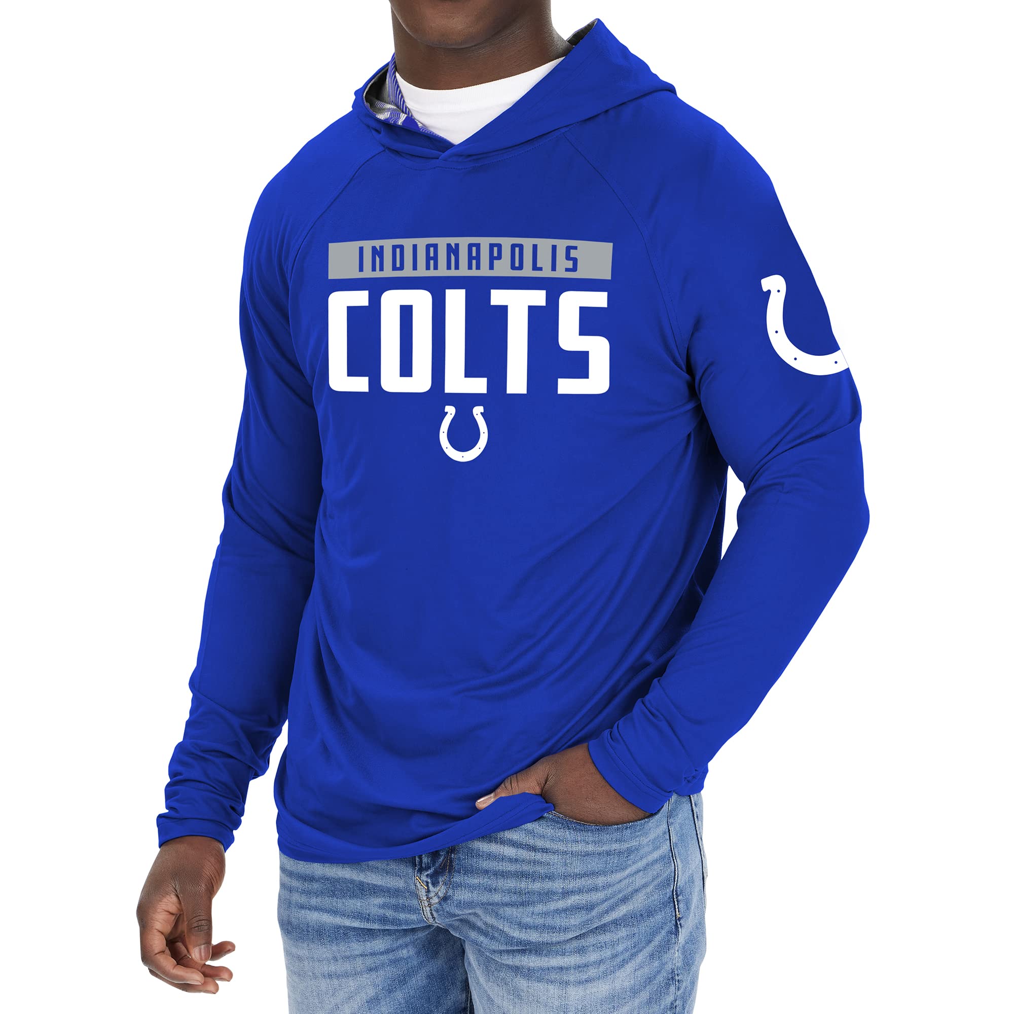 Zubaz NFL Football Men's Solid Team Hoodie with Camo Lined Hood and Sleeve Graphic — view 64
