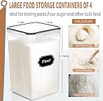 PRAKI Extra Large Tall Food Storage Containers with Lids - 6.5L , 4PCS Leak-Proof Kitchen Pantry Organizers and Storage Containers Set for Cereal, Flour, and Baking Supplies - 20 Labels & 1 Marker | Leak-Proof Kitchen Pantry Organizers and Storage Co